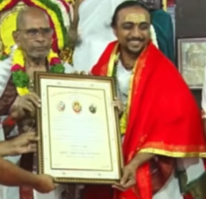 “Salakshana GHANAALANKARA” Award by Veda Bhavan to Brahmasri Srikrishna Ganapatigal